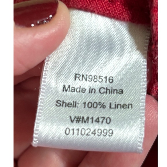 Coldwater Creek Red Linen Cropped Pants 4 6 Wide Leg Preppy Boho Minimalist - Picture 3 of 4